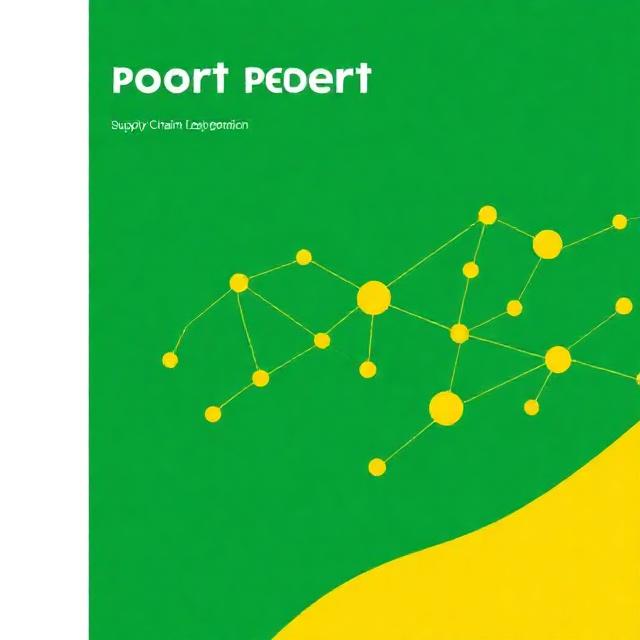 Abstract report cover, supply chain and logistics nodes, brand colors green #2e7d32 and yellow #eeb300, minimal, modern, 3:2 aspect